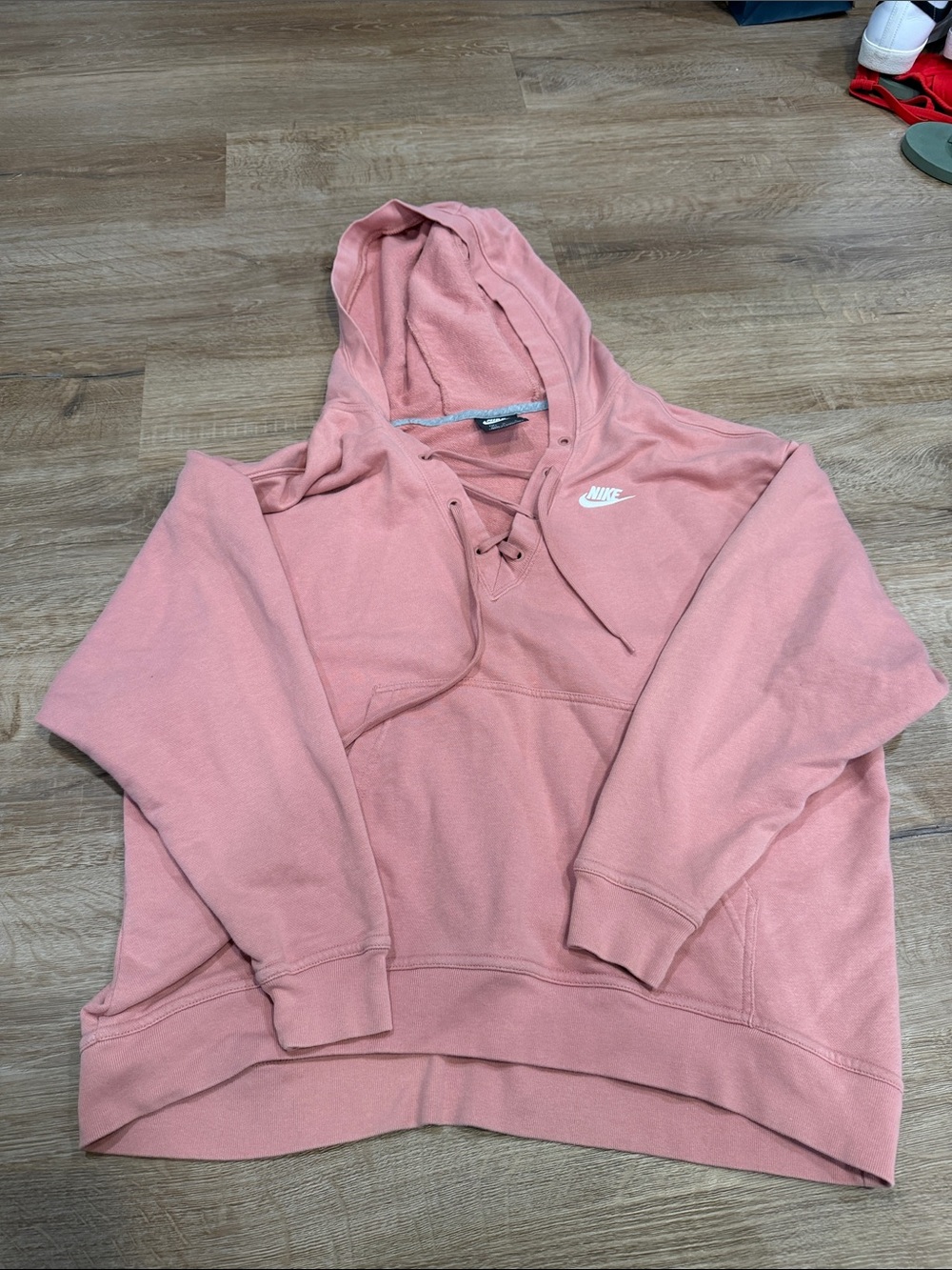 Nike Women's Dusty Pink Lace-Up Hooded Sweatshirt